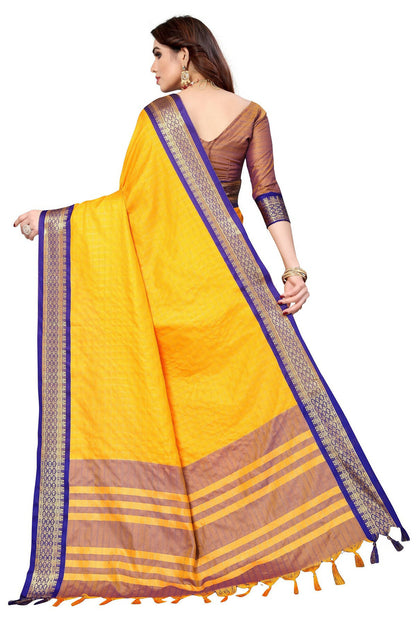 Vamika Weaving Yellow Cotton Silk Saree (BHAVINI YELLOW) - Distacart