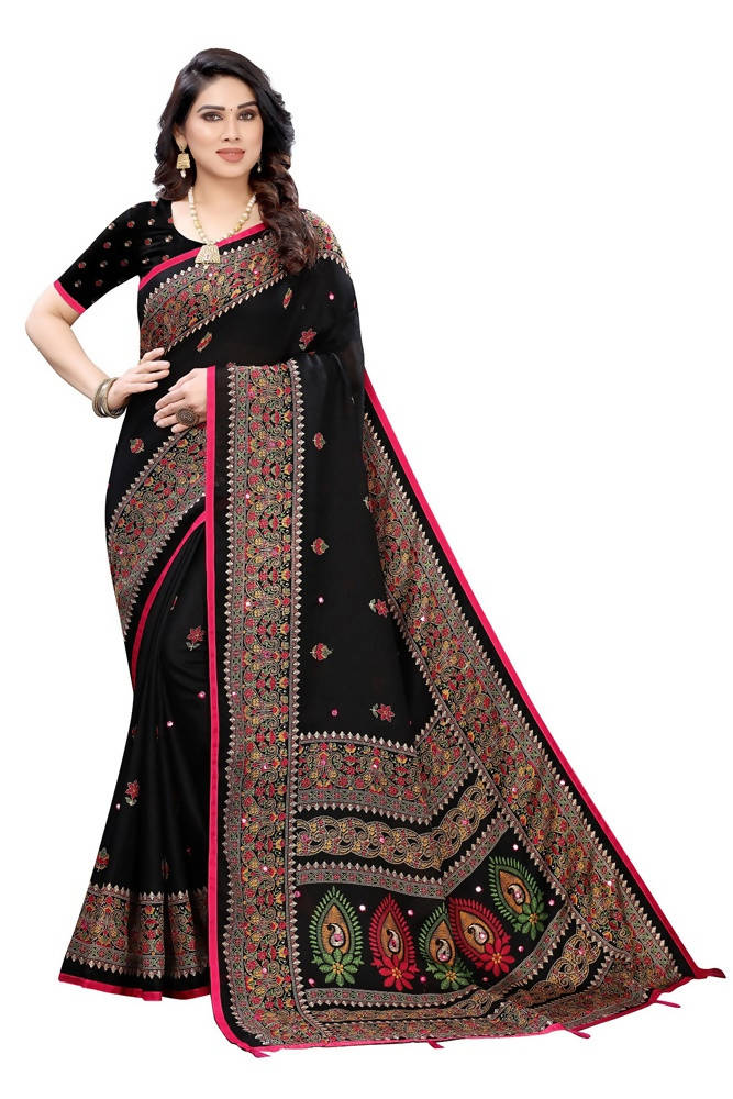 Vamika Black Jute Silk Mirror Work Saree