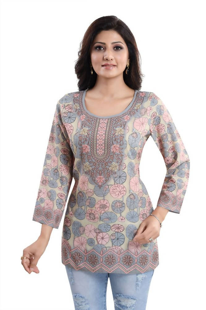 Snehal Creations Elegant Pastel Color Summer Cool Printed Tunic Top
