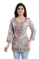 Thumbnail for Snehal Creations Elegant Pastel Color Summer Cool Printed Tunic Top