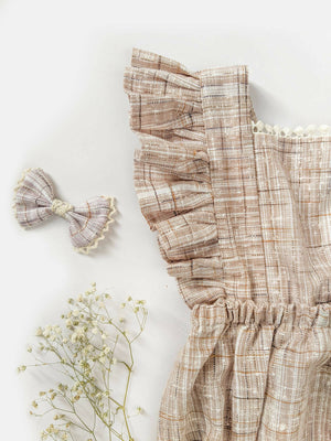 Halemons 100% Cotton Beige Frilled Straps Romper - Distacart