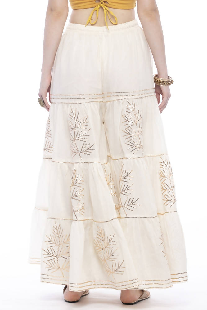 Mominos Fashion Cotton Off White Gotta Work Sharara For Girls - Distacart