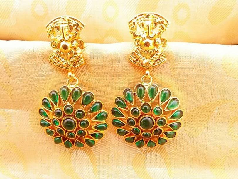 Green Kemp Ganesha Earrings - Distacart