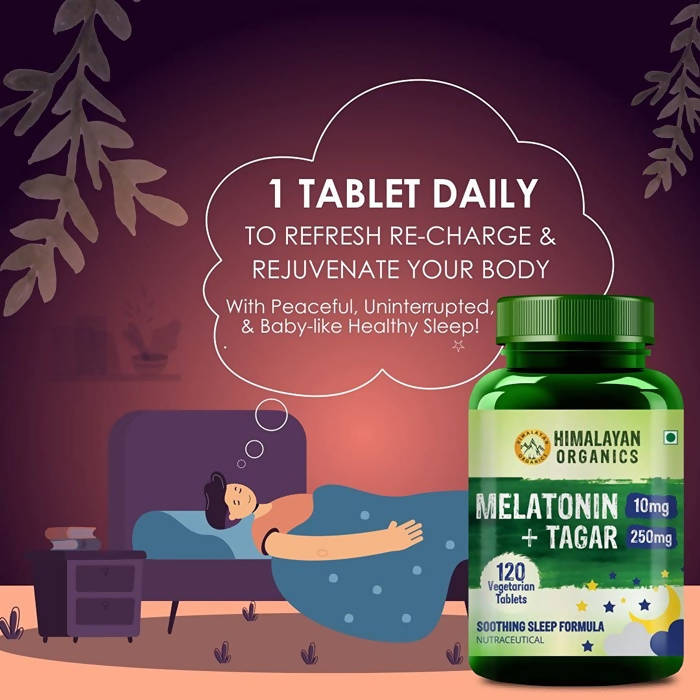 Himalayan Organics Melatonin 10 mg + Tagar 250 mg, Soothing 