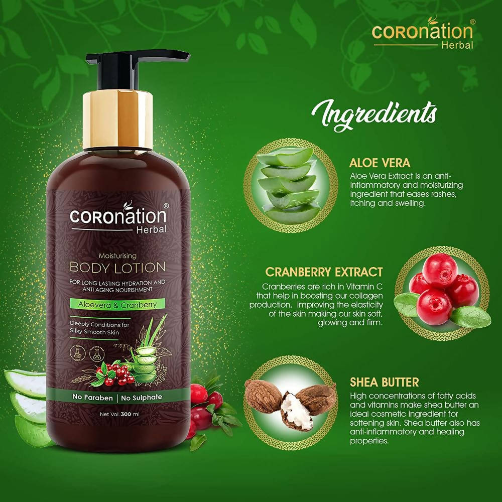 Coronation Herbal Aloevera & Cranberry Body Lotion - Distacart