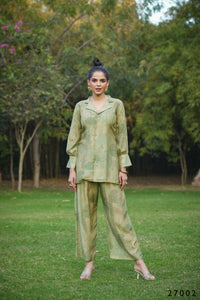 Thumbnail for Women's Casual Fashionable Mahendi Mull Cotton co-ord set - Anya - Distacart