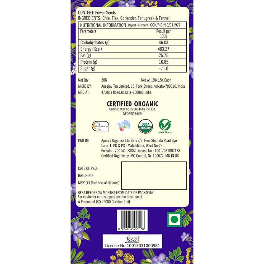 Typhoo Digestive Organic Power Seeds Herbal Tea Bags