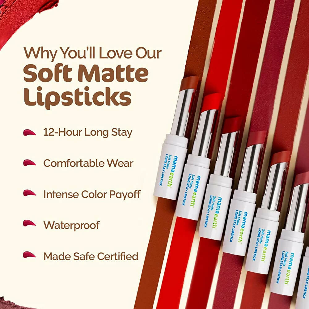 Mamaearth Soft Matte Long Stay Lipstick - Ruby Red - Distacart