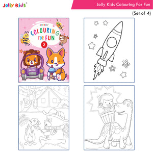 Jolly Kids Colouring for Fun Books A| Set of 4| Each Book 64 Images|Colouring & Painting Books for Kids|Ages 3-8 Year - Distacart