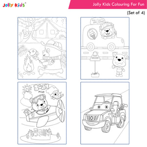 Jolly Kids Colouring for Fun Books A| Set of 4| Each Book 64 Images|Colouring & Painting Books for Kids|Ages 3-8 Year - Distacart