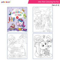 Thumbnail for Jolly Kids Colouring for Fun Books B| Set of 4| Each Book 64 Images|Colouring & Painting Books for Kids|Ages 3-8 Year - Distacart