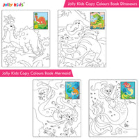 Thumbnail for Jolly Kids Big Copy Colour Books Set of 8| Colouring Theme Animals, Flowers, Dinosaurs, Mermaid, Ocean, Pirates, Princess & Unicorn Ages 3-10 Years - Distacart