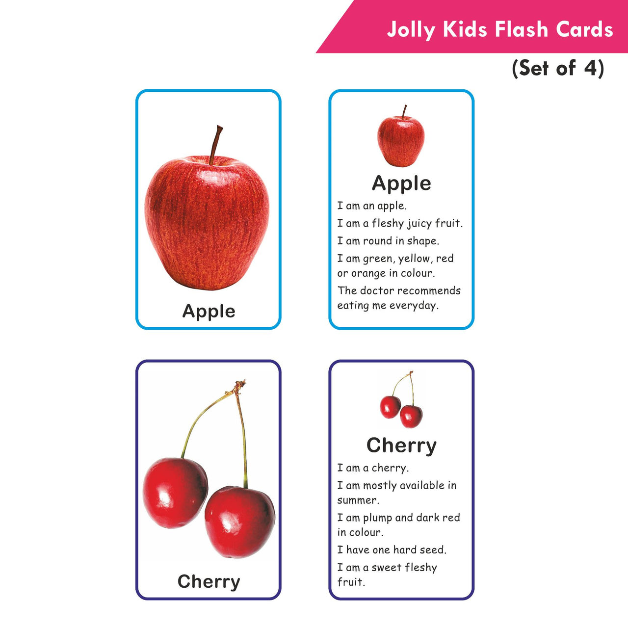 Jolly Kids Pre-school Learning Flash Cards for Kids| Set of 4| 32 Cards on Each Pack| Ages 1-6 Years - Distacart