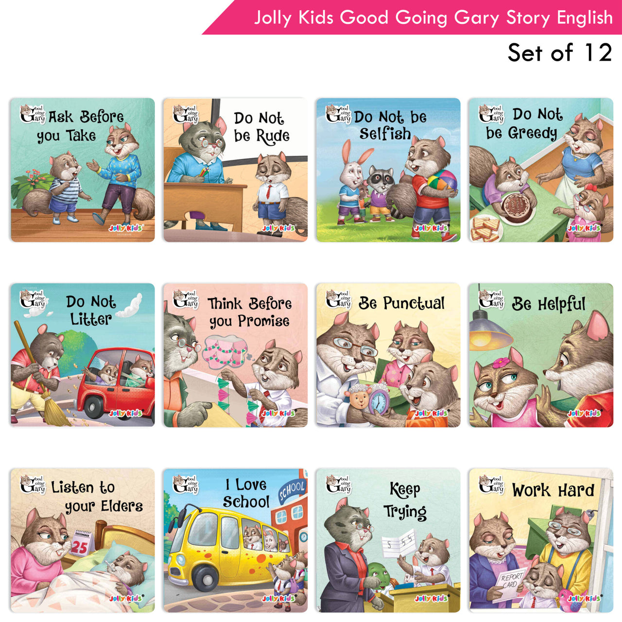 Jolly Kids Good Going Gary Character Building English Story Books for Kids| Set of 12| Character Based Children Story Books| Ages 3 - 8 Years - Distacart