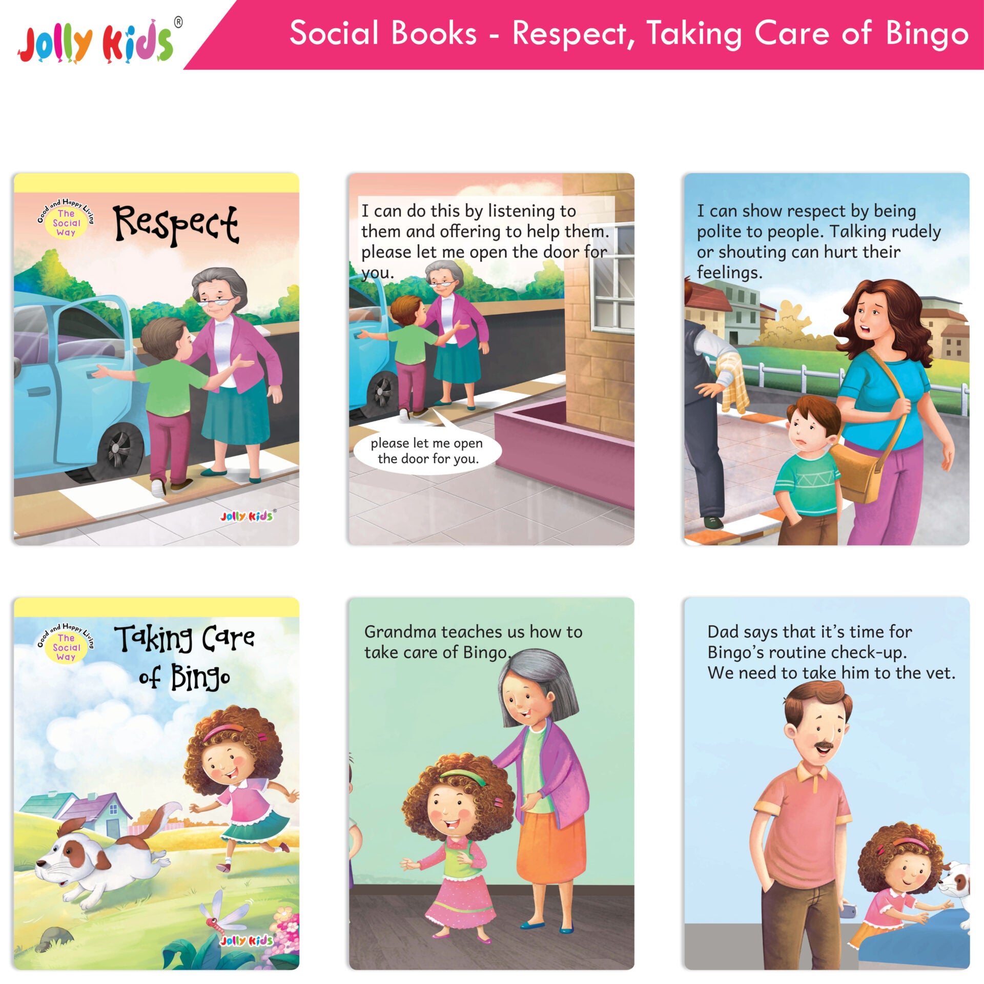 Jolly Kids Good & Happy Living The Social Way Series Books (Set of 8)| Kids Learning Social Reponsibilities in Short Stories Books Ages 3 - 8 Years - Distacart