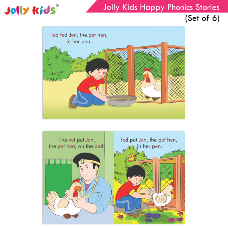 Jolly Kids Large Print Read With Happy Phonics Stories Books Set of 6| Early Year Reading Book| Vowel Sounds Stories Books Ages 3-8 Years - Distacart