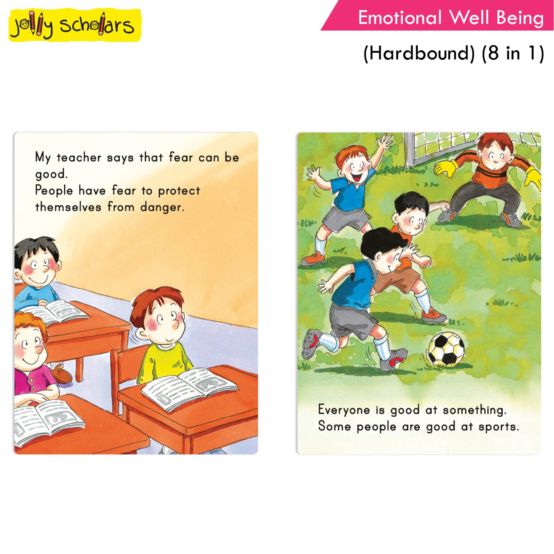 Jolly Scholars Emotional Well Being Hardbound 8 in 1 Stories Book For Kids Ages 3-6 Years| Learn Beauty, Anger, Sadness, Love Family & Friends etc. - Distacart