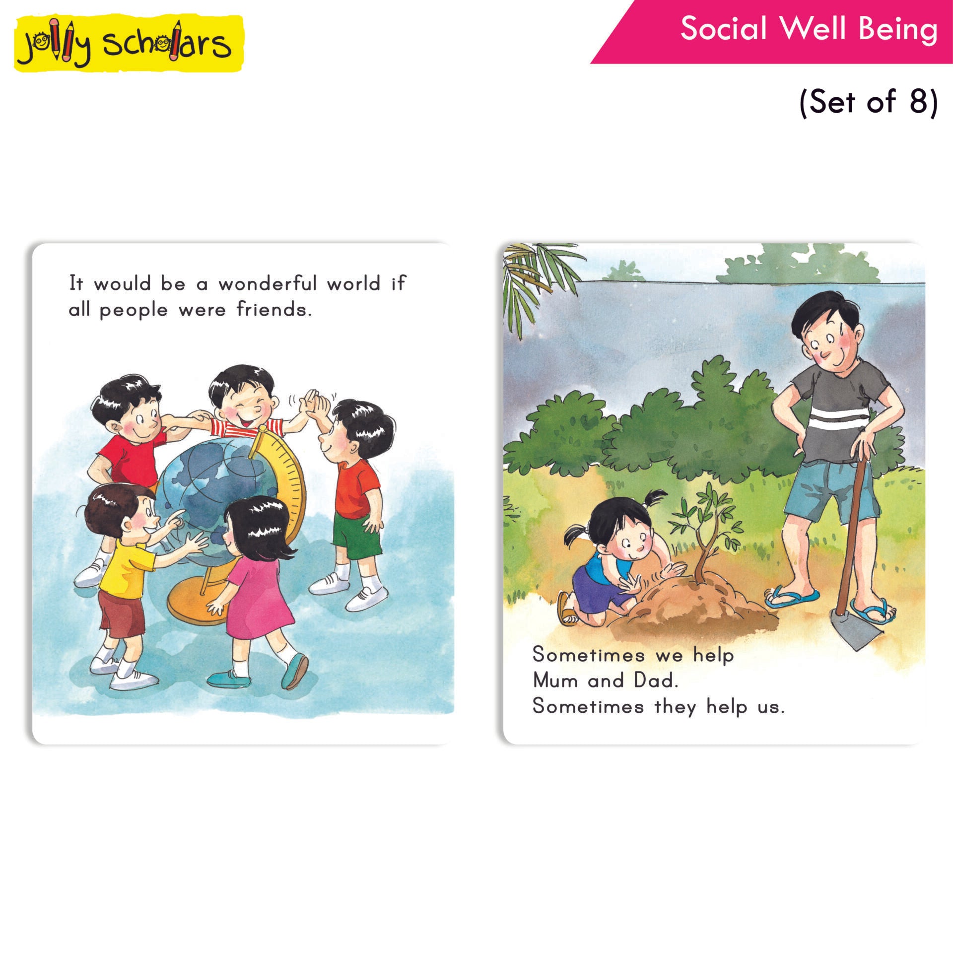 Jolly Scholars Social Well Being Stories Books Set of 8| Ages 3-6 Years| Learn Good Manner, Respect, Helping Everyone - Distacart