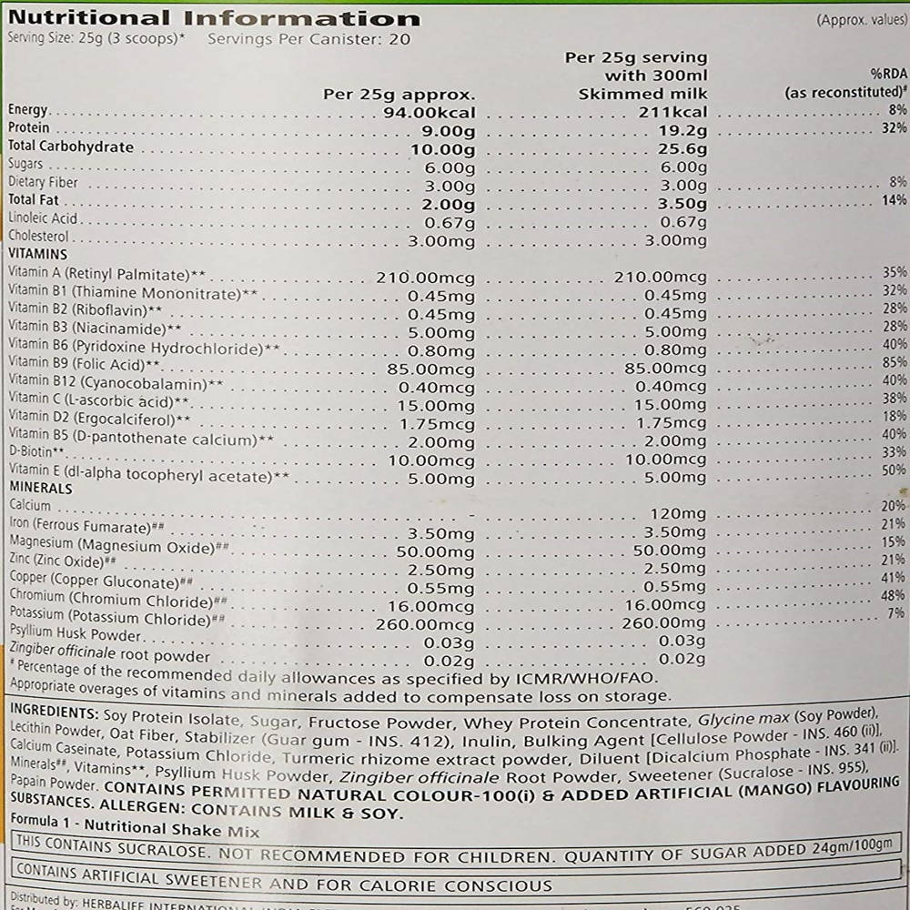 Herbalife Nutrition Formula 1 Nutritional Shake Mix Kulfi Flavour - Distacart
