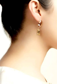 Thumbnail for Bling Accessories Swarovski Golden Shadow Crystal Earrings - Distacart