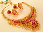 Thumbnail for Pink Kemp Necklace Set With White Beads
