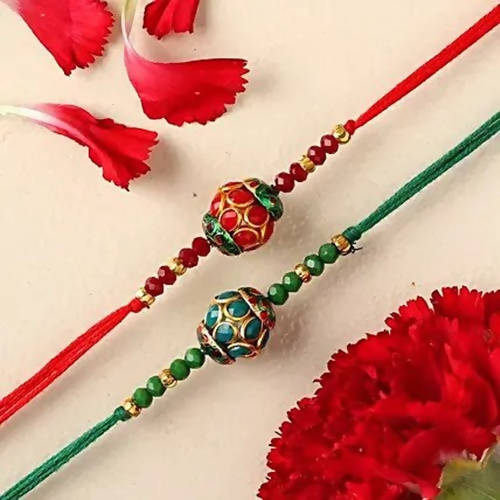 Premium Beads Ethnic Rakhi Set & Cadbury Silk Chocolates