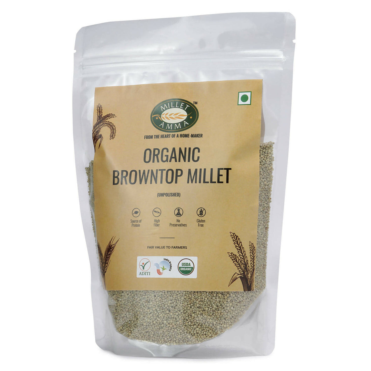 Millet Amma Organic Browntop Millet Grains - Distacart