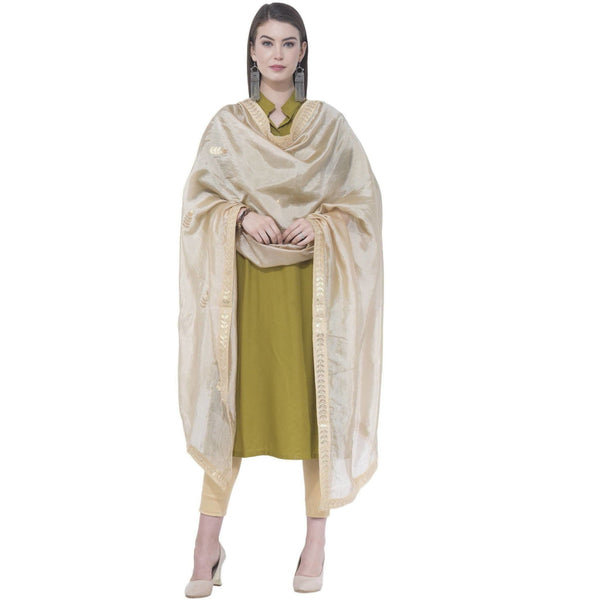 A R Silk Women's Gota Patti Silk Golden Dupattas and Chunnis