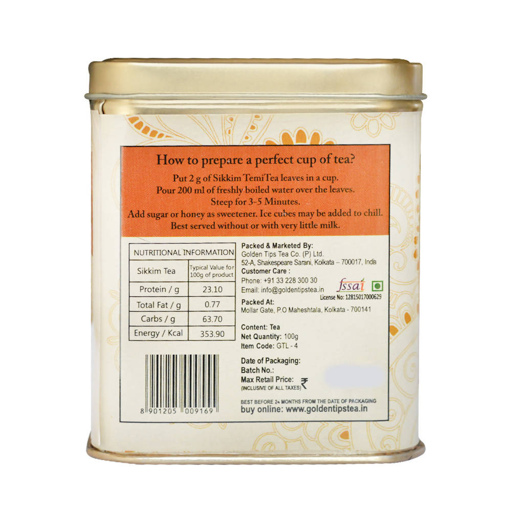 Golden Tips Sikkim Temi Tea - Tin Can - Distacart