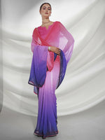 Thumbnail for Pink Georgette Sequence Embroidery Saree With Unstitched Blouse Piece - Rajal - Distacart