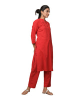 Thumbnail for Kaajh Women's Red Solid Metal Embellishment Kurta - Distacart