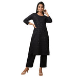 Thumbnail for Kaajh Women's Black Solid Sequin Embellishment Kurta - Distacart