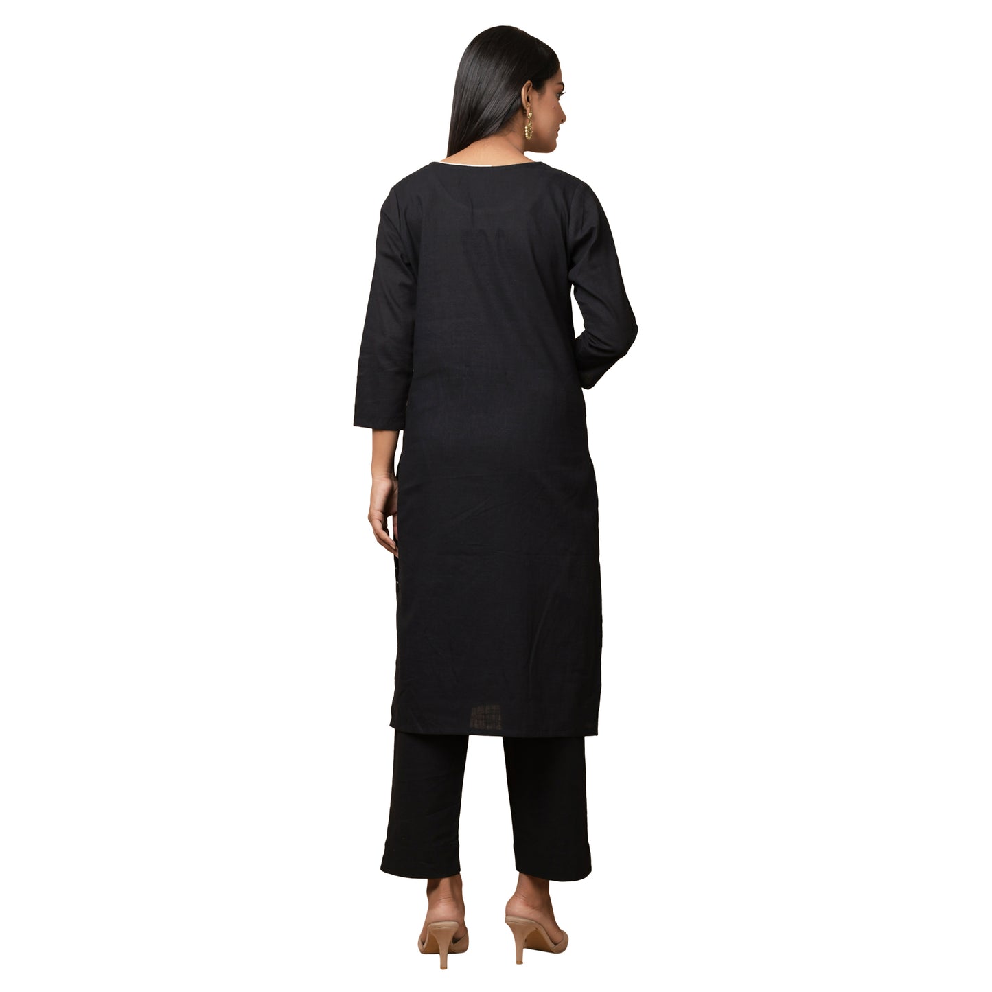 Kaajh Women's Black Solid Sequin Embellishment Kurta - Distacart