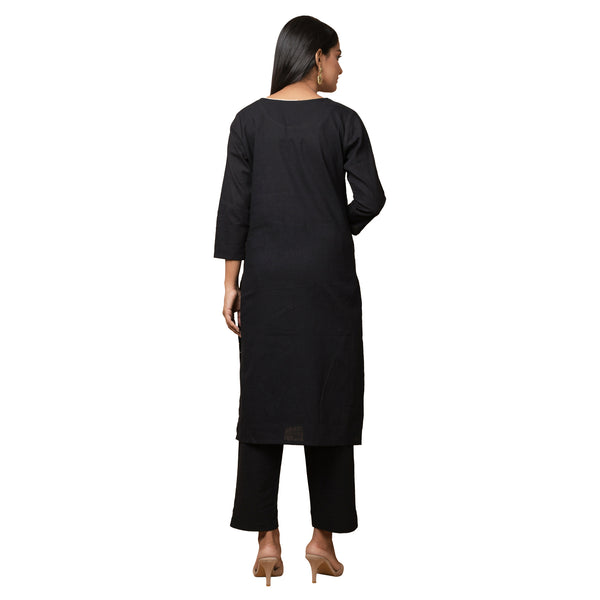 Kaajh Women's Black Solid Sequin Embellishment Kurta - Distacart