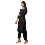 Thumbnail for Kaajh Women's Black Solid Sequin Embellishment Kurta - Distacart
