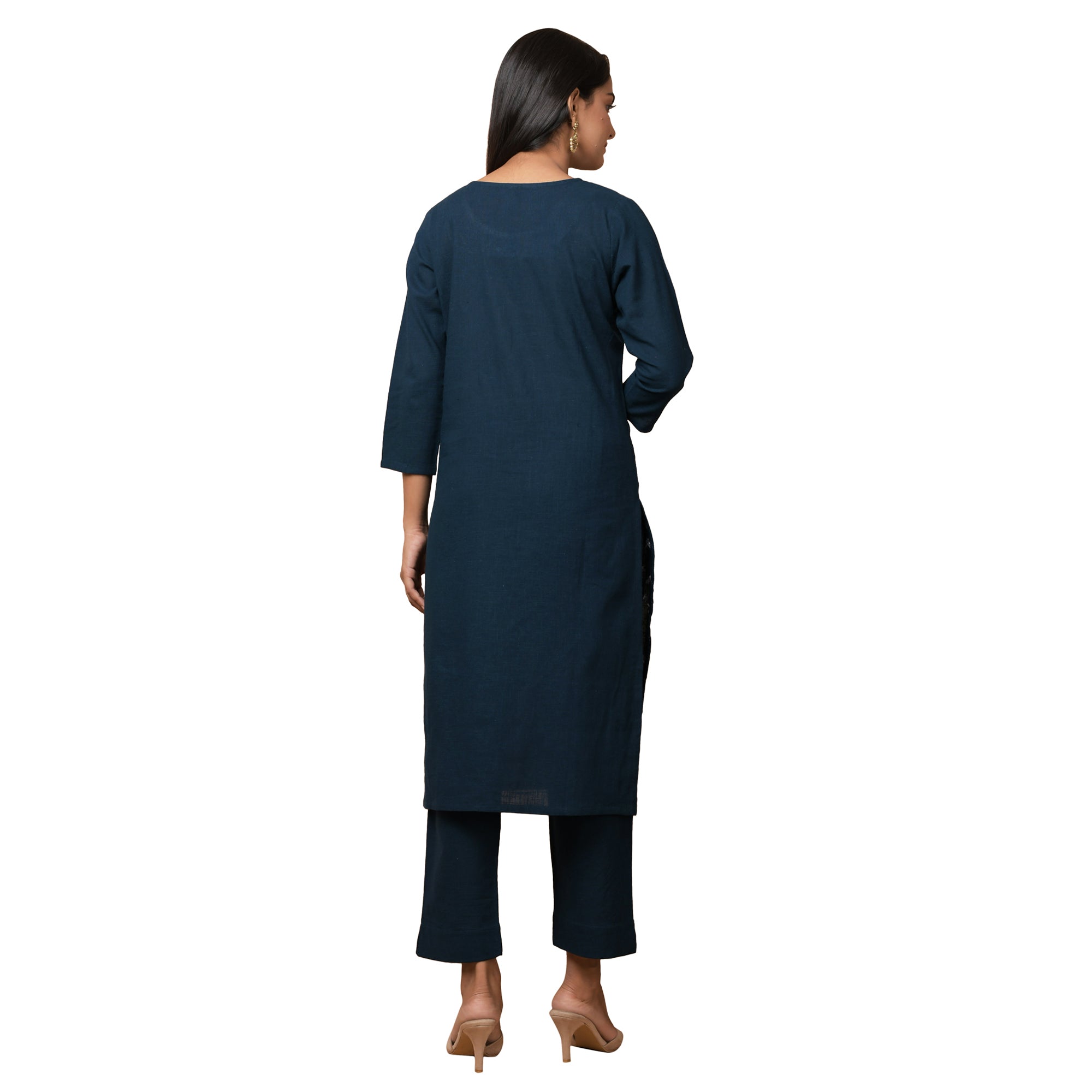 Kaajh Women's Blue Solid Sequin Embellishment Kurta - Distacart