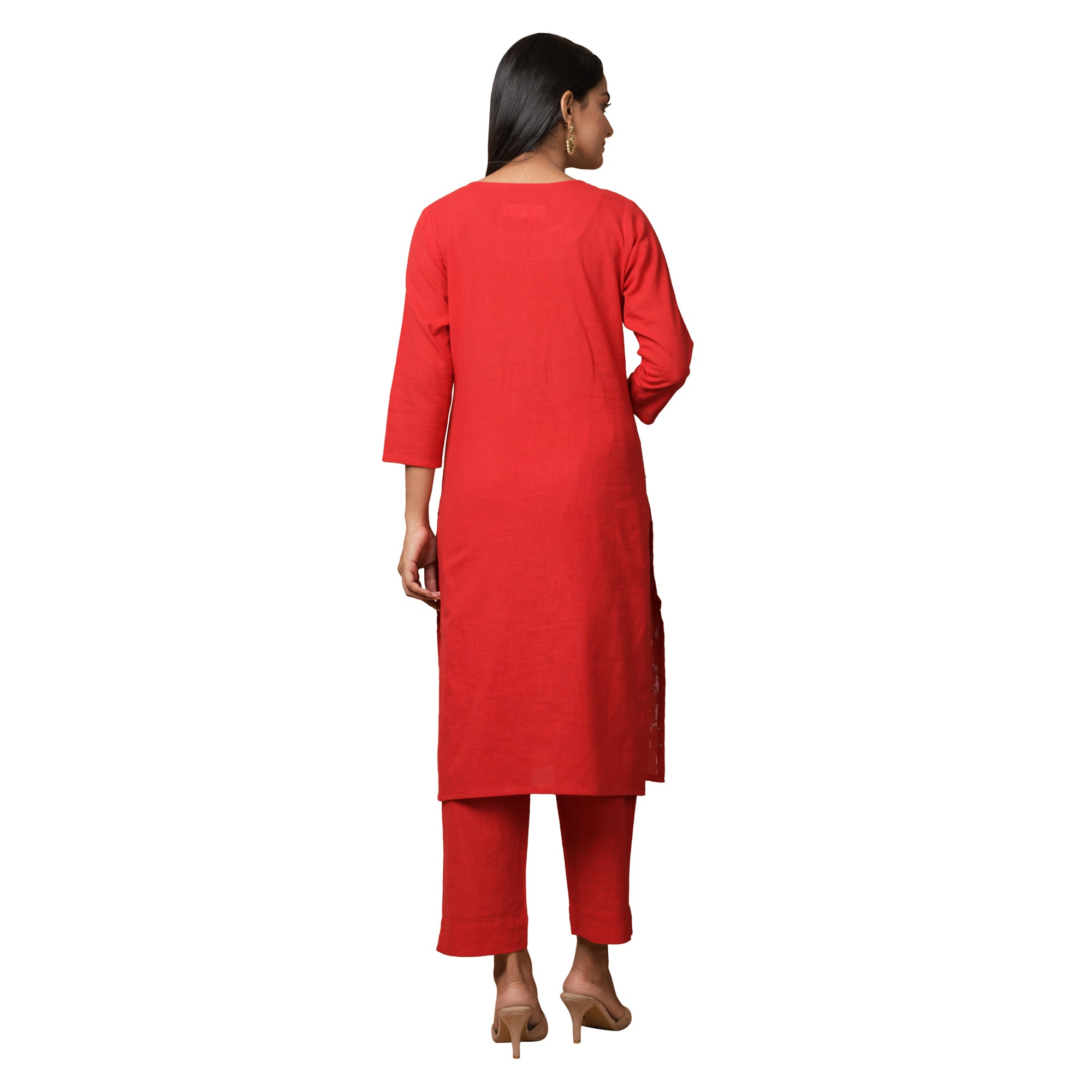 Kaajh Women's Red Solid Sequin Embellishment Kurta - Distacart