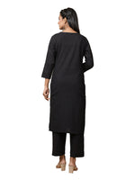 Thumbnail for Kaajh Women's Black Solid Mirror Embellishment Kurta - Distacart