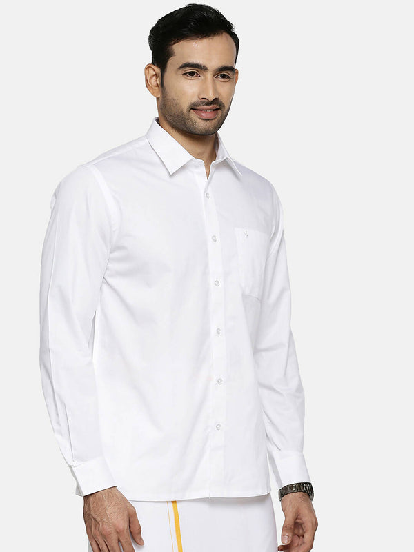 Ramraj Cotton Mens Full Sleeve Formal 100 % Cotton White Shirt - Distacart