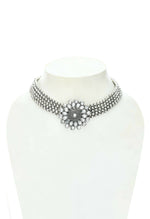 Thumbnail for Mominos Fashion Johar Kamal Oxidised Silver-Plated Brass Finish Kundan Choker For Women (Silver) - Distacart