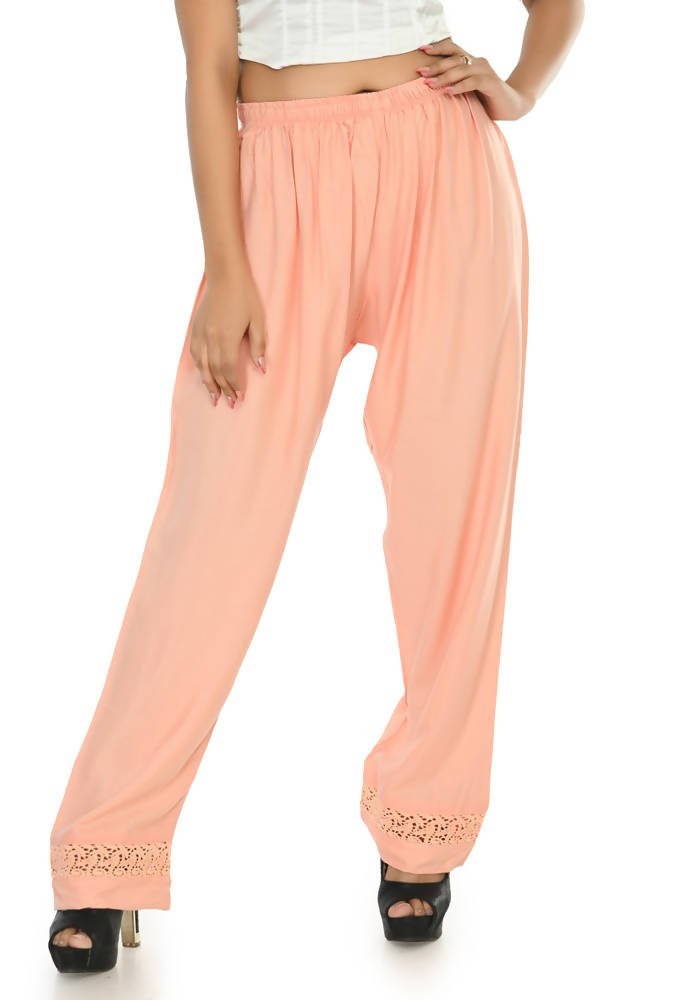 Mominos Fashion Moeza Reyon Cotton Peach Color Straight Palazzo
