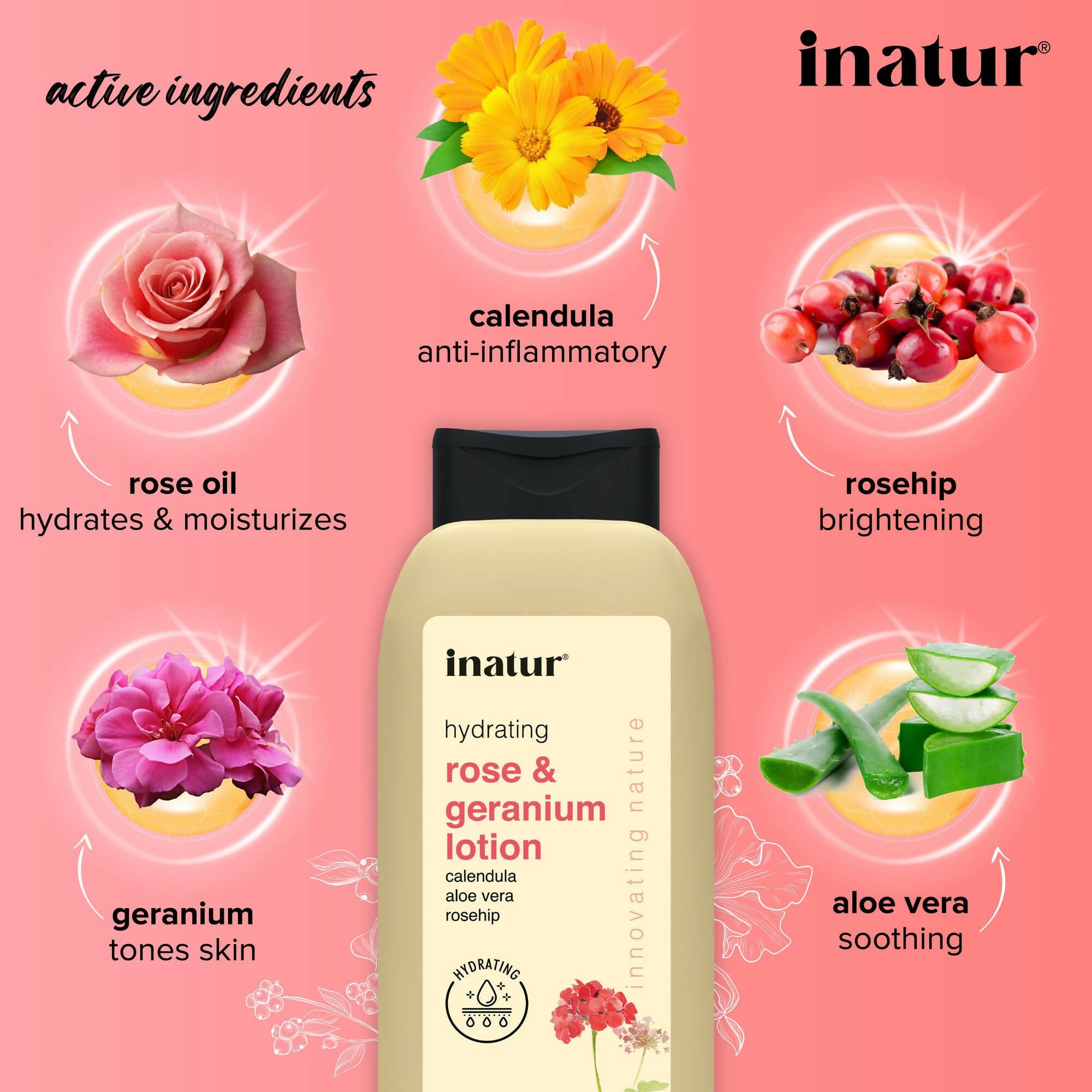 Inatur Rose and Geranium Lotion - Distacart