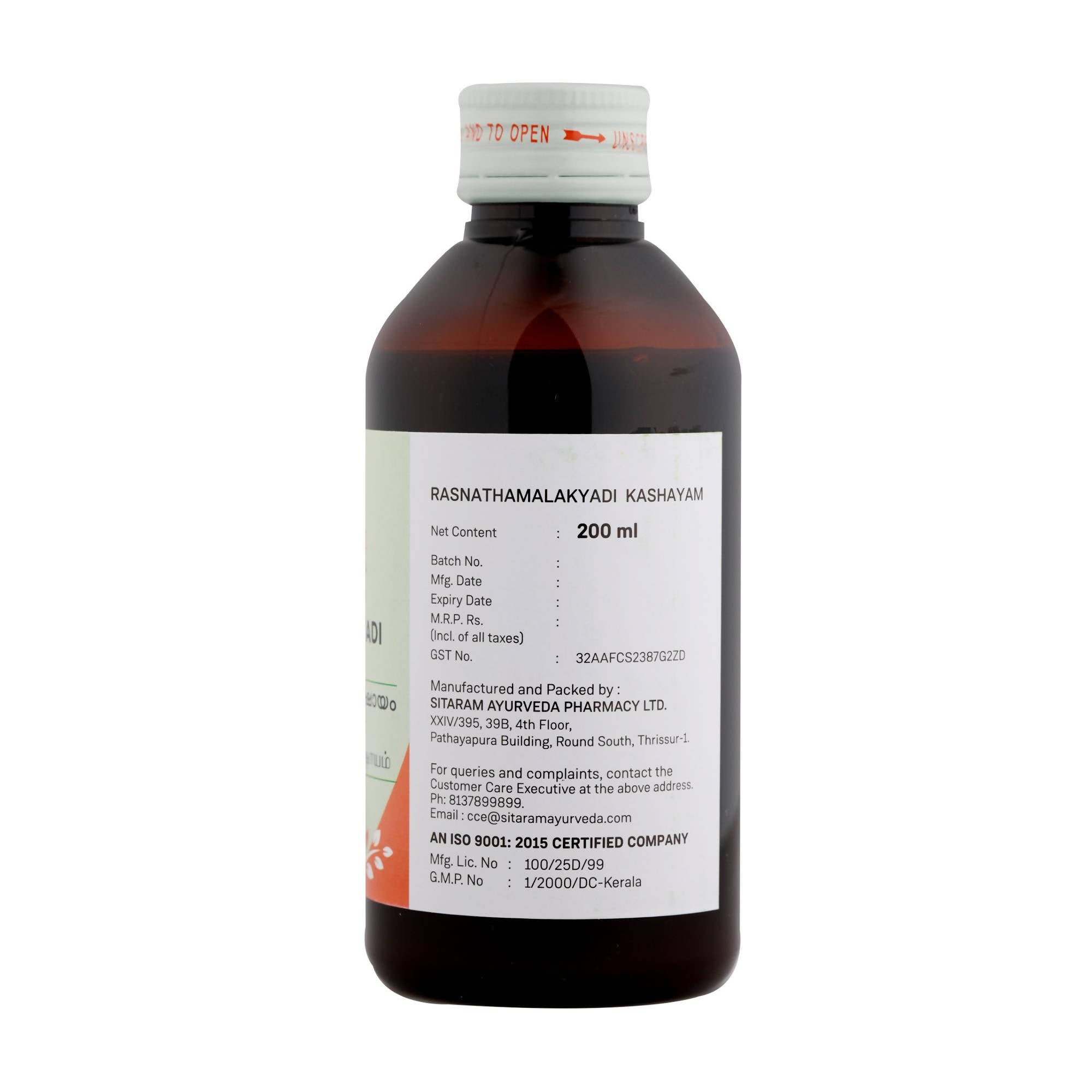 Sitaram Ayurveda Rasnathamalakyadi Kashayam