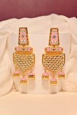 Thumbnail for Traditional Gold-Plated Meenakari Pink Jhumka Jhumki Earrings By House of Ree - Distacart