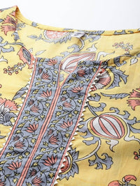 Thumbnail for Yufta Women Yellow Floral Printed Straight Kurta