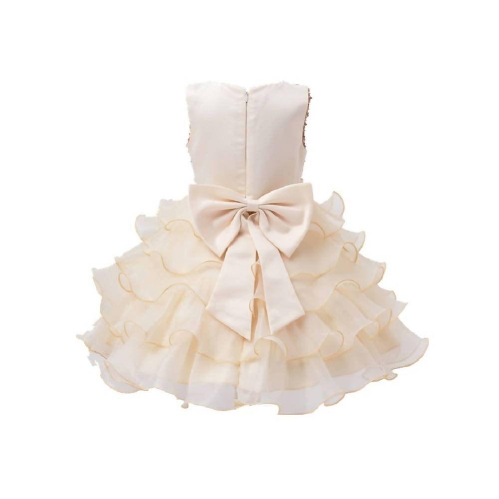 Asmaani Baby Girl's Gold Color Satin Knee Length Frock (AS-dress_22070) - Distacart