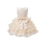 Thumbnail for Asmaani Baby Girl's Gold Color Satin Knee Length Frock (AS-dress_22070) - Distacart