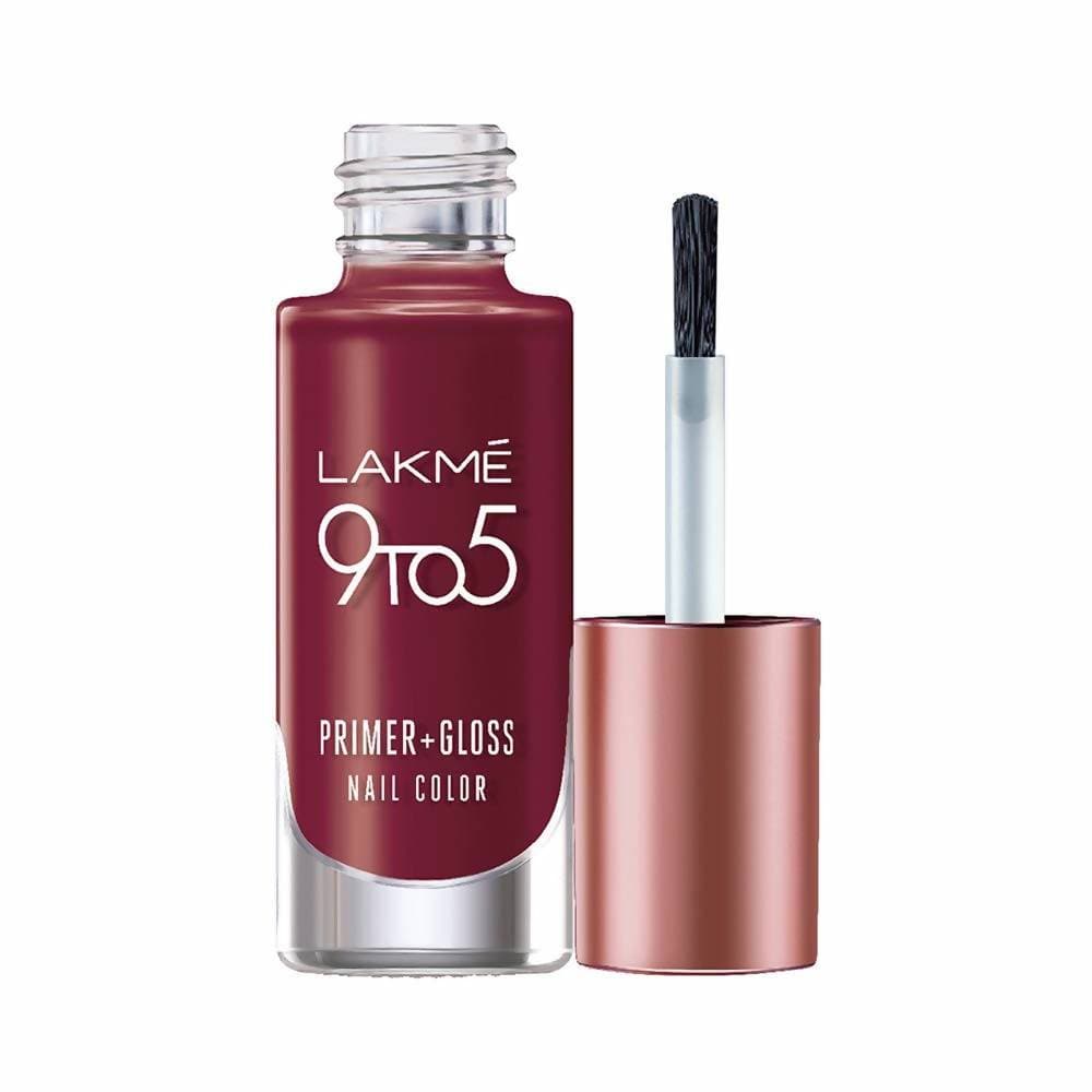 Lakme 9 to 5 Primer + Gloss Nail Colour - Red Alert - Distacart