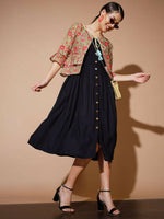 Thumbnail for Myshka Women Black Geometric Dresses - Distacart