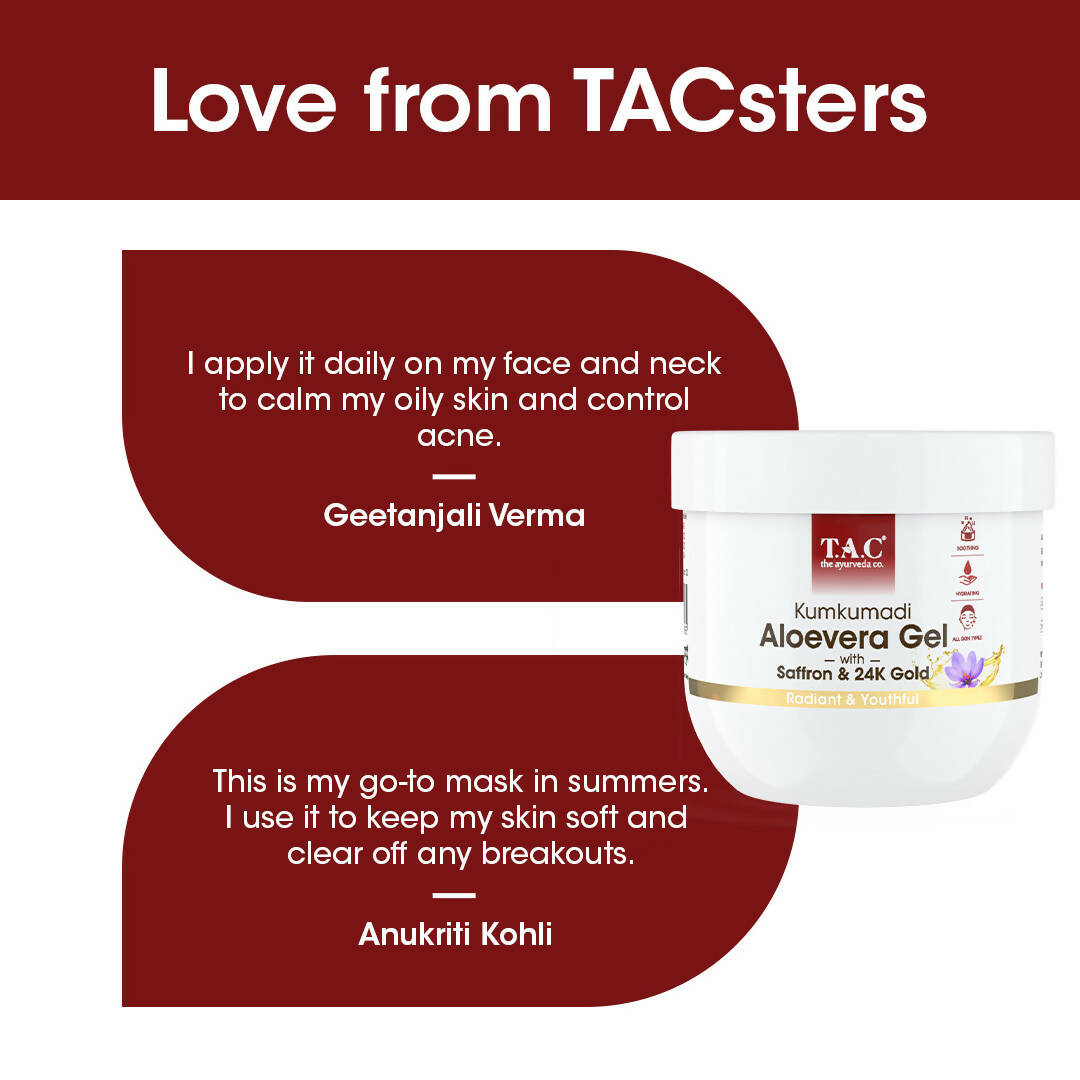 TAC - The Ayurveda Co. Kumkumadi Natural Aloevera Gel for Face & Body with Saffron & 24K Gold Flakes - Distacart